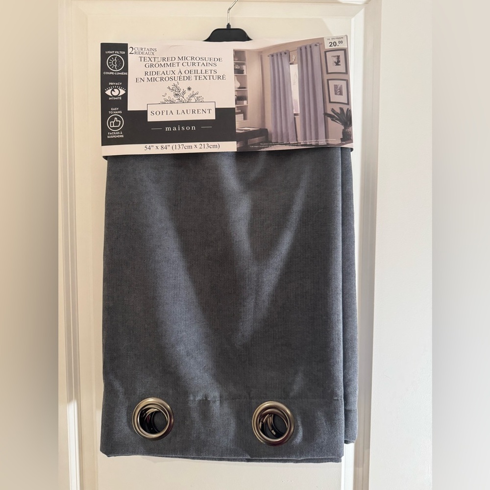 Sofia Laurent Gray Grommet Curtains